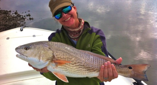 Red fish caught in shallow water on Hilton Head Fishing Charter